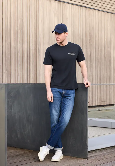 T-Shirt mit Logo-Print dark ink blue