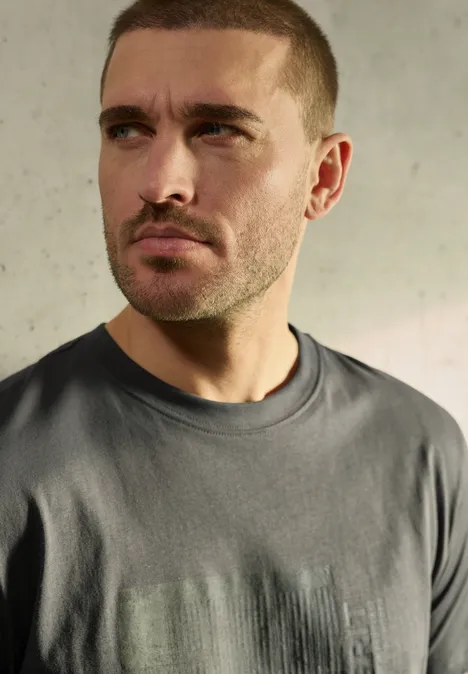 T-Shirt mit Frontprint oil grey