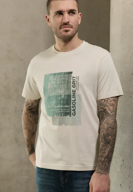 T-Shirt mit Frontprint white sand