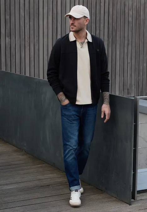 Struktur Poloshirt white sand