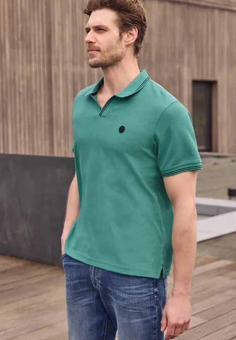 Kurzarm Poloshirt mit Struktur caribbean green