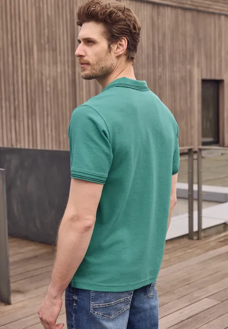 Kurzarm Poloshirt mit Struktur caribbean green