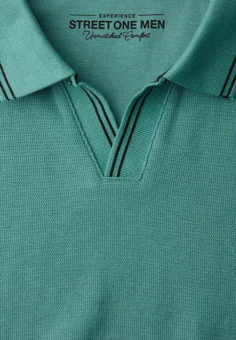 Kurzarm Poloshirt mit Struktur caribbean green