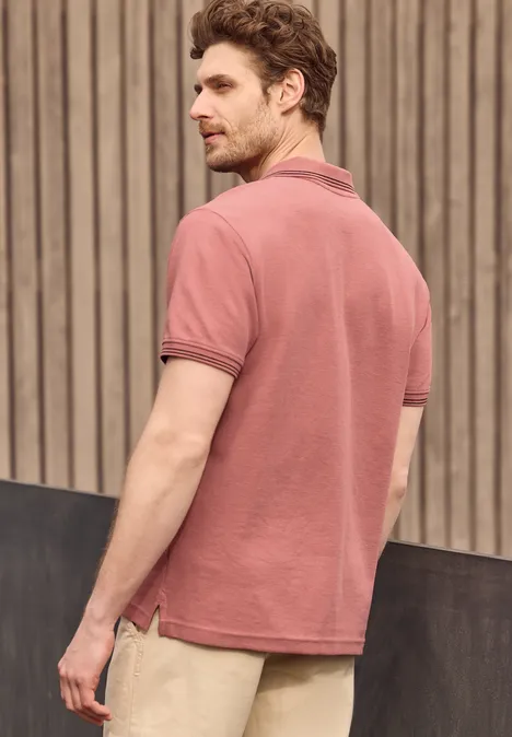 Kurzarm Poloshirt mit Struktur sunrise red