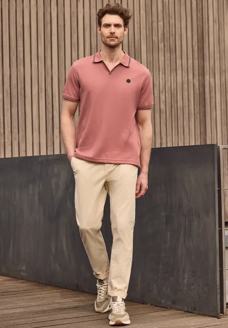 Kurzarm Poloshirt mit Struktur sunrise red