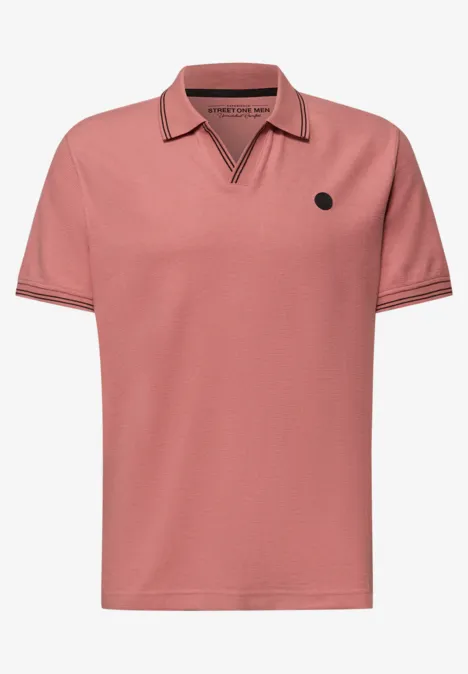Kurzarm Poloshirt mit Struktur sunrise red