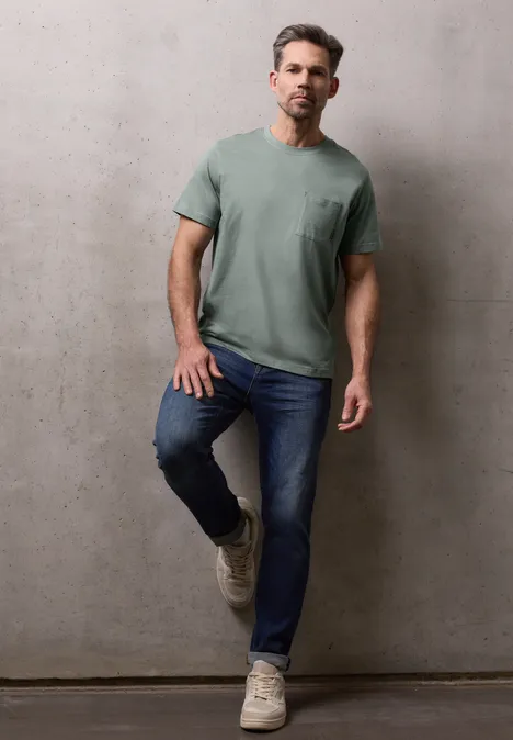 T-Shirt mit Brusttasche dusty mint