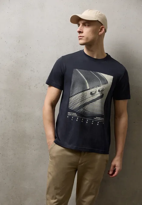 Shirt met print aan de voorkant dark ink blue