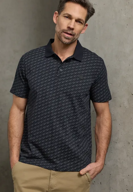 Poloshirt met patroon dark ink blue