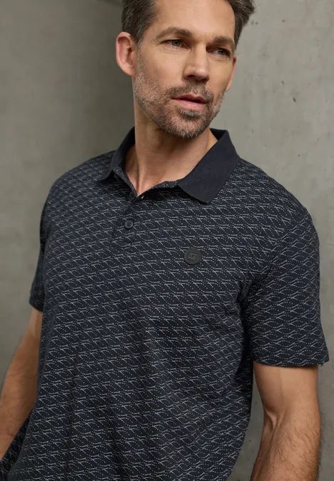Poloshirt met patroon dark ink blue