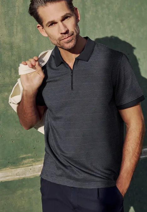 Poloshirt met korte mouwen en rits dark ink blue Poloshirt met korte mouwen en rits dark ink blue