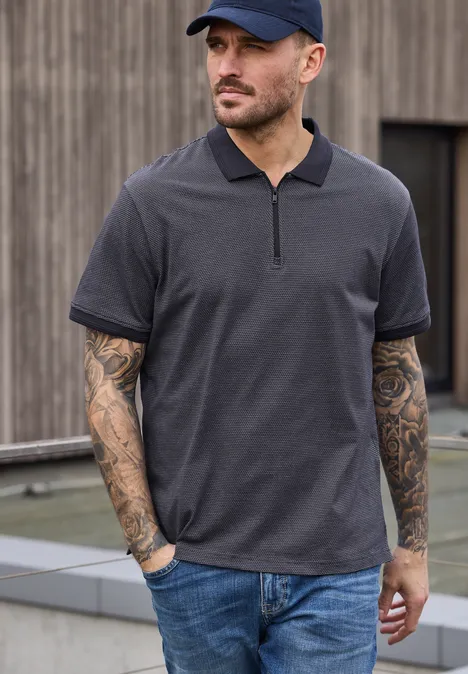 Poloshirt met korte mouwen en rits dark ink blue Poloshirt met korte mouwen en rits dark ink blue