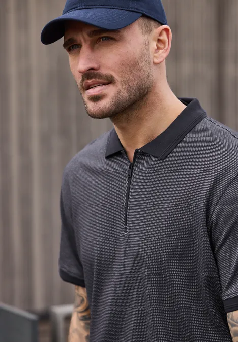 Poloshirt met korte mouwen en rits dark ink blue Poloshirt met korte mouwen en rits dark ink blue