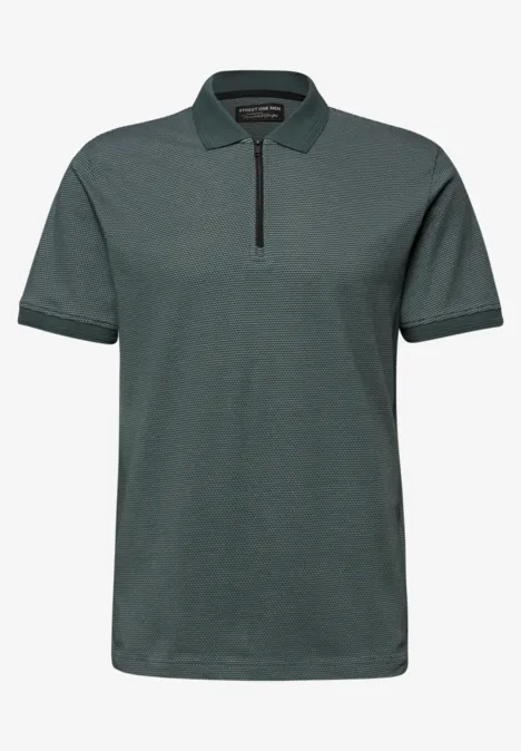 Kurzarm Poloshirt mit Zipperdetail sea green