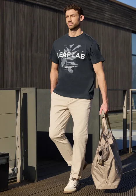 Shirt met ronde hals en print dark ink blue