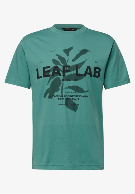 Shirt met ronde hals en print caribbean green