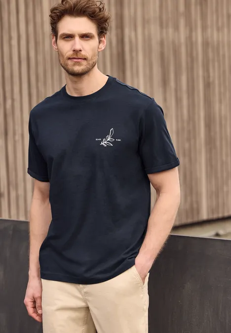 Koszulka z okrągłym dekoltem i nadrukiem z tyłu dark ink blue