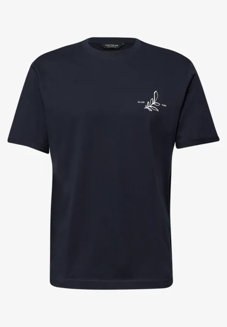 Koszulka z okrągłym dekoltem i nadrukiem z tyłu dark ink blue