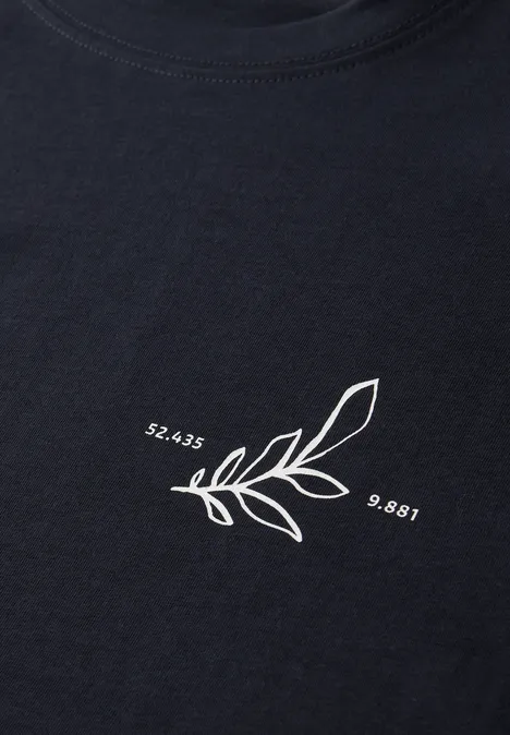 Koszulka z okrągłym dekoltem i nadrukiem z tyłu dark ink blue