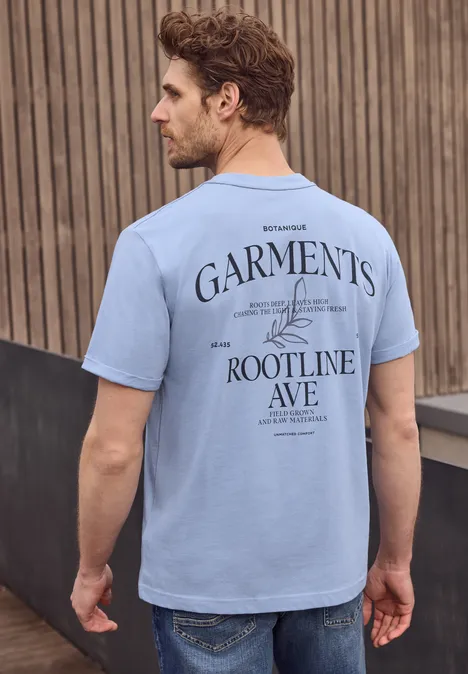 Koszulka z okrągłym dekoltem i nadrukiem z tyłu beach blue