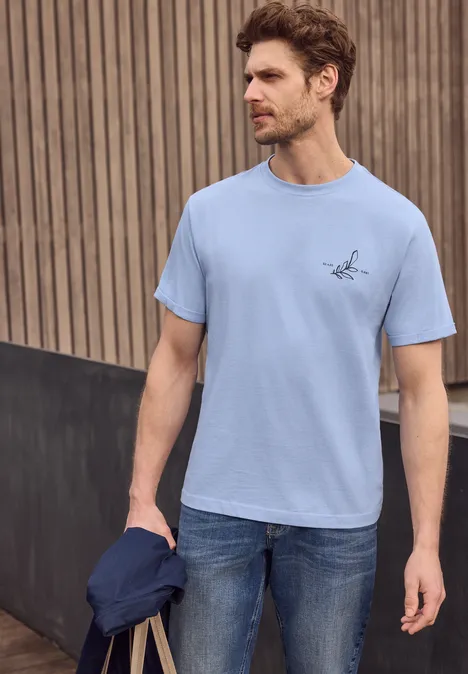 Koszulka z okrągłym dekoltem i nadrukiem z tyłu beach blue