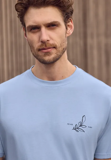 Koszulka z okrągłym dekoltem i nadrukiem z tyłu beach blue