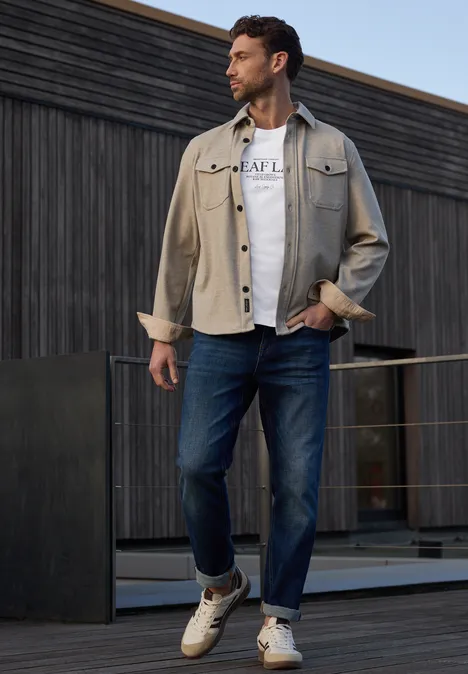 Shirt met ronde hals en borstprint bright white