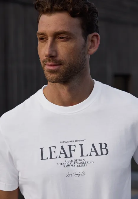 Shirt met ronde hals en borstprint bright white