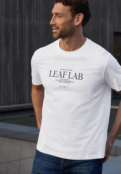 Shirt met ronde hals en borstprint bright white