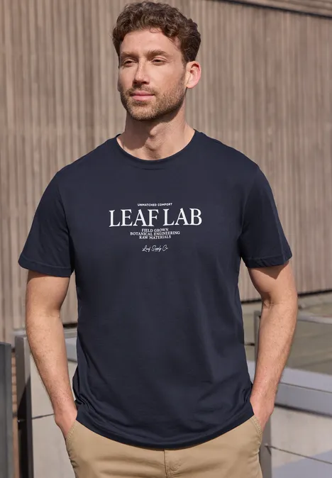 Shirt met ronde hals en borstprint dark ink blue