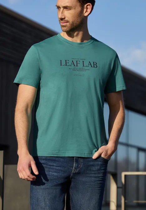 Shirt met ronde hals en borstprint caribbean green