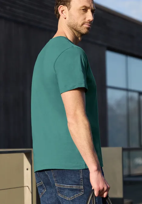 Shirt met ronde hals en borstprint caribbean green