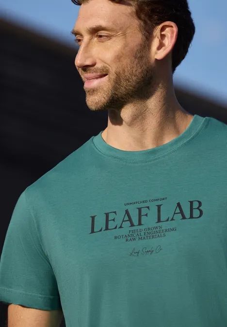 Shirt met ronde hals en borstprint caribbean green