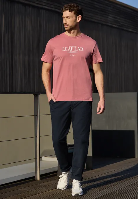 Shirt met ronde hals en borstprint sunrise red