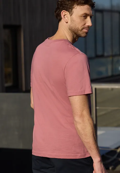 Shirt met ronde hals en borstprint sunrise red