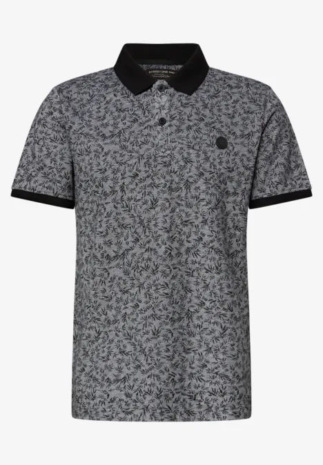Kurzarm Oxford Poloshirt mit Print Black Kurzarm Oxford Poloshirt mit Print Black