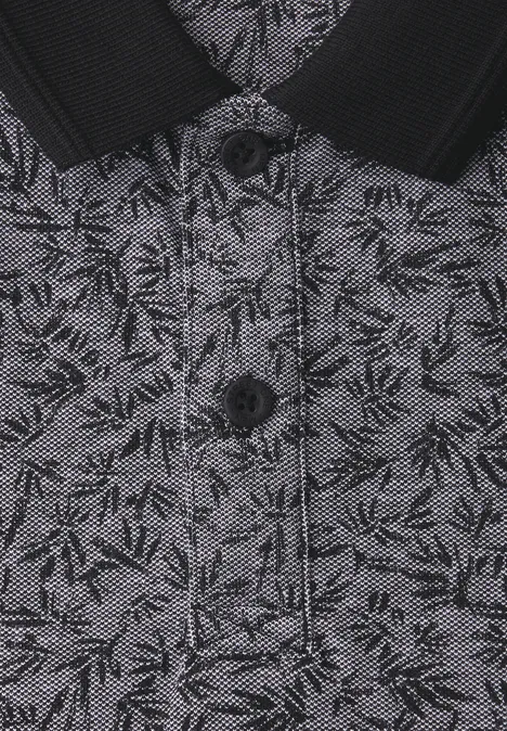 Kurzarm Oxford Poloshirt mit Print Black Kurzarm Oxford Poloshirt mit Print Black