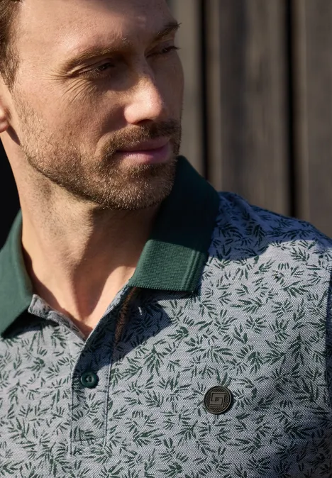 Kurzarm Oxford Poloshirt mit Print sea green Kurzarm Oxford Poloshirt mit Print sea green