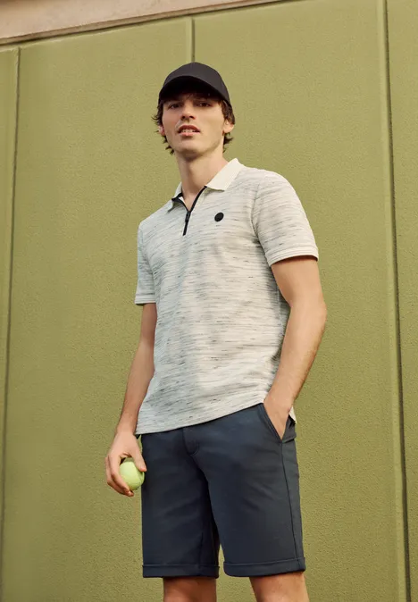 Kurzarm Poloshirt im Space-dye-Look bright white Kurzarm Poloshirt im Space-dye-Look bright white