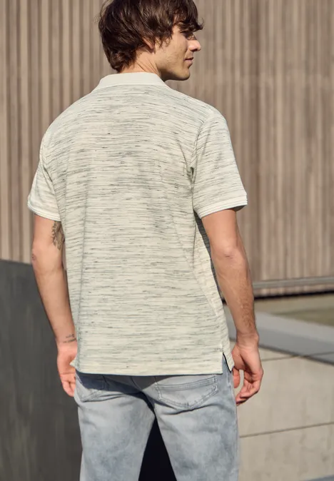 Kurzarm Poloshirt im Space-dye-Look bright white Kurzarm Poloshirt im Space-dye-Look bright white