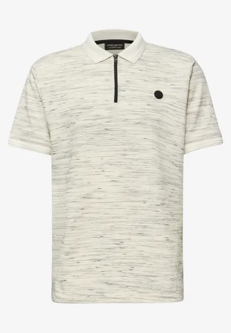 Kurzarm Poloshirt im Space-dye-Look bright white Kurzarm Poloshirt im Space-dye-Look bright white