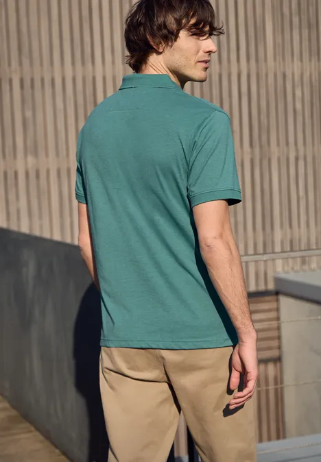 Kurzarm Poloshirt im Melange-Look caribbean green Kurzarm Poloshirt im Melange-Look caribbean green