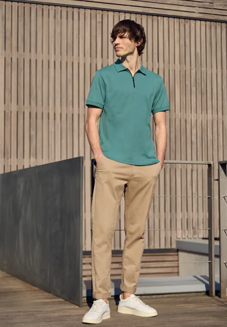 Kurzarm Poloshirt im Melange-Look caribbean green Kurzarm Poloshirt im Melange-Look caribbean green