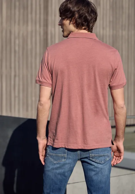 Kurzarm Poloshirt im Melange-Look sunrise red Kurzarm Poloshirt im Melange-Look sunrise red