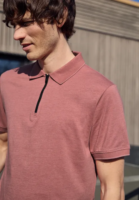 Kurzarm Poloshirt im Melange-Look sunrise red Kurzarm Poloshirt im Melange-Look sunrise red