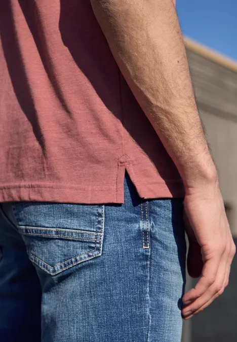 Kurzarm Poloshirt im Melange-Look sunrise red Kurzarm Poloshirt im Melange-Look sunrise red