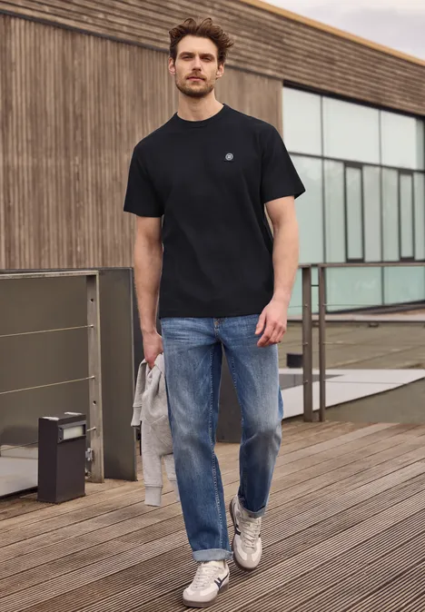 T-shirt à col rond et fines rayures dark ink blue