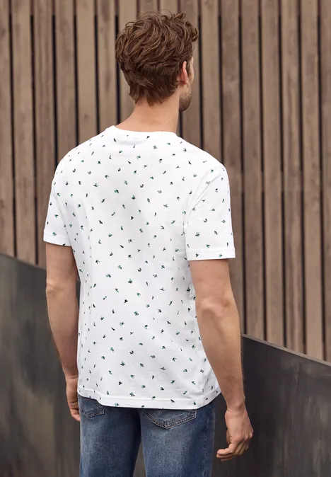 T-shirt à col rond et imprimé allover bright white