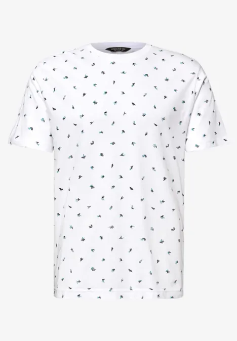 T-shirt à col rond et imprimé allover bright white