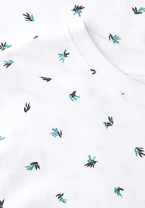 T-shirt à col rond et imprimé allover bright white